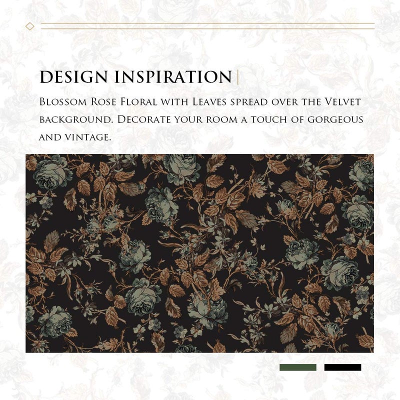 StangH Black Velvet Curtains 84 inches Long - Printed Floral Design Home Decoration Luxury Thermal Insulated Blackout Window Treatment Set for Living Room, 52x84-inch, 2 Panels - Image 4